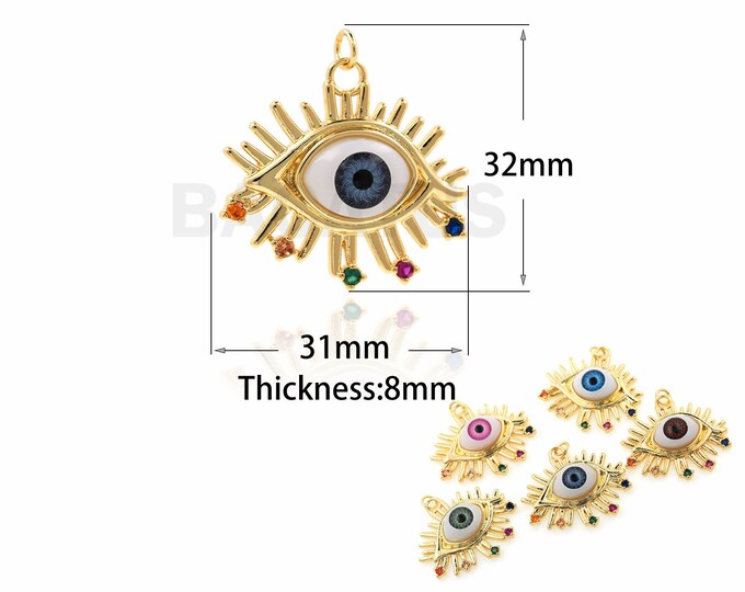 Beautiful Eye Pendant,18K Gold Filled Enamel Eye Pendant,micropavé CZ Magic Eye Pendant,Enamel Charm,DIY Jewelry Accessories,32x31x8mm