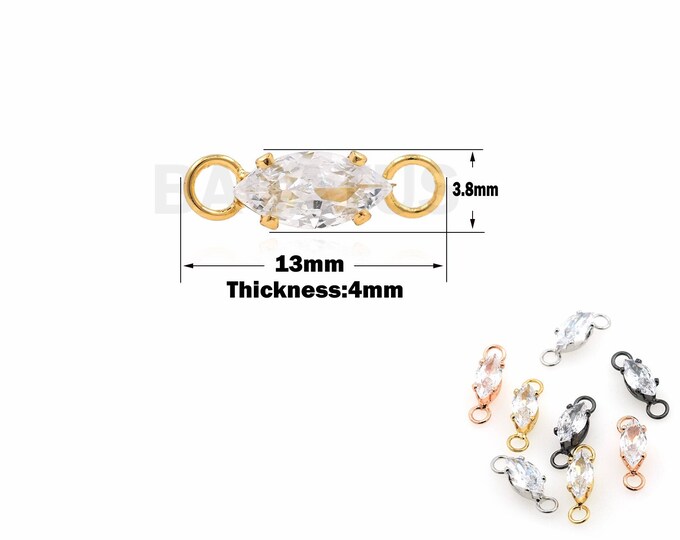 18K Gold Filled Geometric Crystal Bracelet Head, Micropavé CZ Crystal Connector, DIY Bracelet Necklace Accessory, 3.5x13x4mm