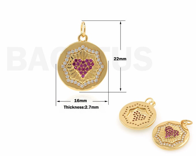 Micropave CZ Love Pendant,18K Gold Filled Love Necklace,Heart-Shaped Charm,Heart-Shaped Pendant,Love Charm,DIY Jewelry Accessories,22x16x3mm
