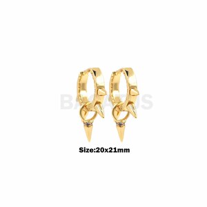 1 Pair, 18K Gold Filled Spiked Earrings, Round Earrings, Earring Accessories, Dangle Earrings, 10x21mm