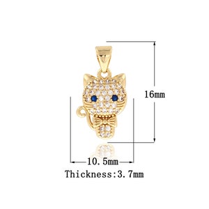 18K Gold Filled Cat Pendant,Micro Paved CZ Cat  Charms, Animal Necklace for DIY Jewelry Making Supplies