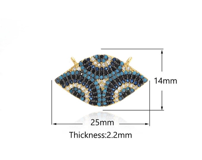 1PCS Gold Filled Cubic Zirconia Demon Eye Pendant Greek Eye Charm Turkish Eye Necklace Paving Eye Charm DIY Jewelry Making