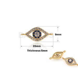 1PCS 18K Filled Gold Micro-pavé Eye Connector, Gold Eye Charm, Eye Charm, Suitable For Jewelry Making Supplies 9x20x5mm