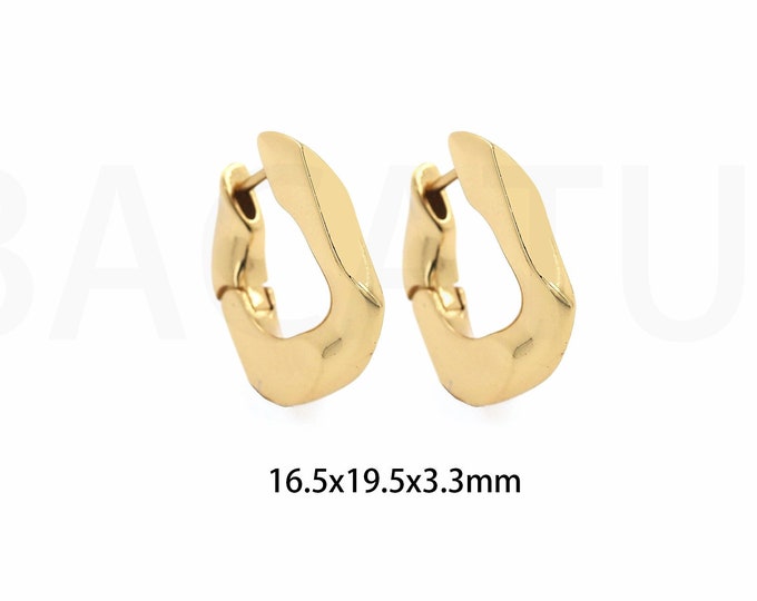 Rectangular pave Earrings 18K Gold Filling Rectangular Earrings Exquisite Jewelry Geometric Earrings Gold Hoop Earrings 16.5x19.5x3.3mm