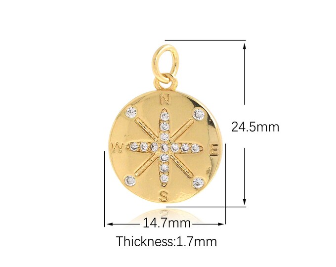 18K Gold Filled Star Pendant,Gold Dainty Round Charms,Simple pendant Bracelet Necklace for DIY Jewelry Making Supply