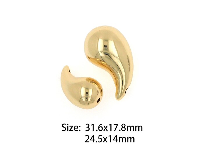 18K Gold Filled Comma Spacer Beads, Water Drop Spacer Beads, Teardrop Spacer Beads, DIY Jewelry Supplies