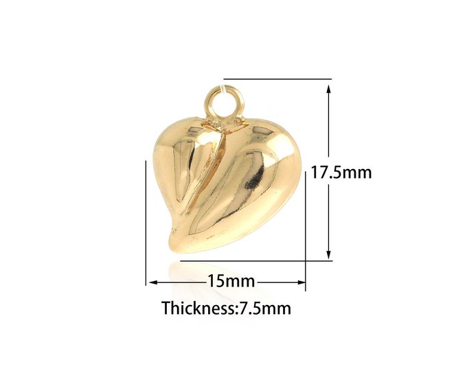 Gold Heart Pendant 18K Gold Filled Heart Necklace Gold Filled Love and Friendship Necklace DIY Jewelry Making Accessories 17.5x15x7.5mm