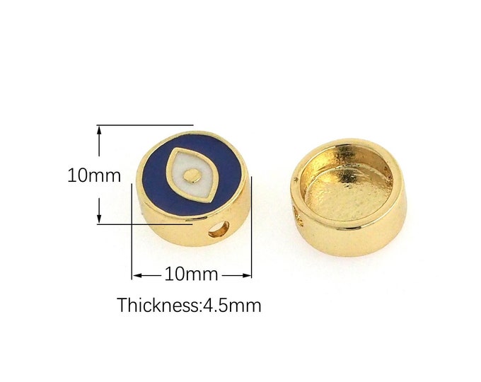 Round Demon Eye Spacer Beads Suitable for Personalized Jewelry Making Enamel Round Perforated Beads Eye Gasket 10x10x4.5mm