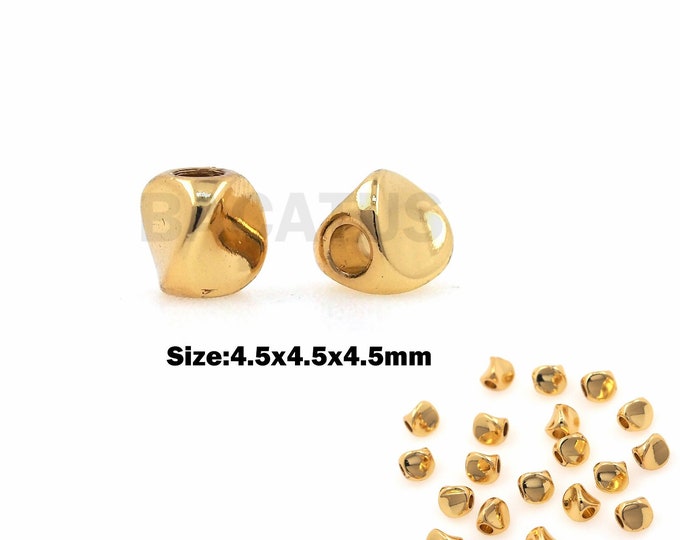 10 PCS Geometric Spacer Beads, 18K Gold Filled Square Spacer Beads, Gold Spacer Beads, Necklace And Bracelet Accessories, 4.5x4.5x4.5mm