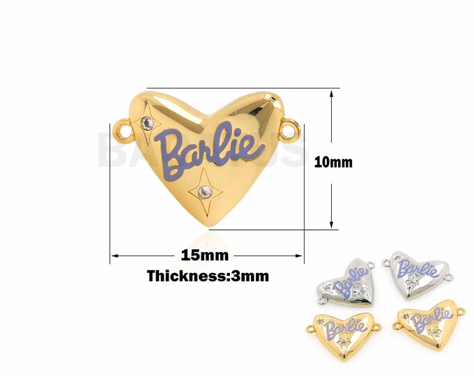 18K Gold Filled Heart Connector, Text Connector, Love Connector, Bracelet And Necklace Accessories, 10x15x3mm