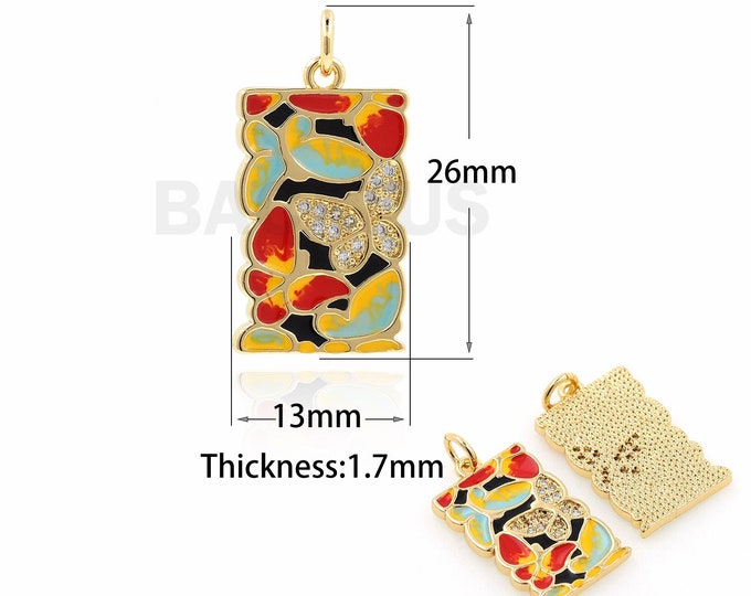 18K Gold Filled Enamel Butterfly Pendant, Enamel Charm, Micropavé CZ Butterfly Pendant,Butterfly Charm,DIY Jewelry Accessories, 26x13x1.7mm