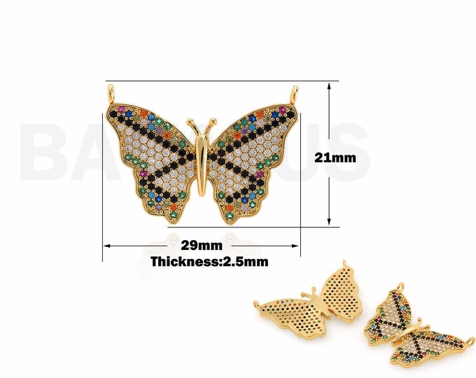 18K Gold Filled Flying Charm,Butterfly Pendant,Micropavé CZ Insect Necklace,Butterfly Jewelry,Gift For Her, DIY Jewelry Supplies,21x29x2.5mm