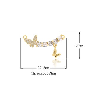 18K Gold Filled Insect Pendant Micropavé CZ Small Gold Butterfly Necklace Butterfly Necklace,DIY Jewelry Supplies,32.5x20x3mm
