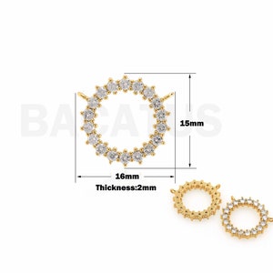 Ring Pendant, Micropavé CZ Hollow Necklace, Line Charm, Circle Necklace, 18K Gold Filled Ring Charm, DIY Jewelry Supplies, 15x16x2mm