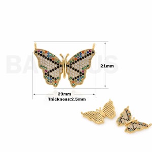 18K Gold Filled Flying Charm,Butterfly Pendant,Micropavé CZ Insect Necklace,Butterfly Jewelry,Gift For Her, DIY Jewelry Supplies,21x29x2.5mm