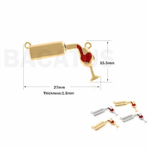 1pcs oro tono vino rosso bracciale gamba alta ciondolo collana ciondolo zircone rosso vino pendente gioielli forniture 15,5x27x1,5 millimetri