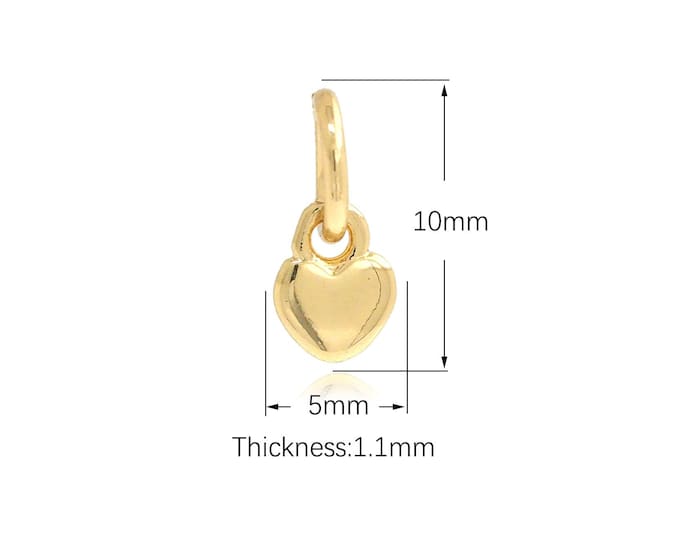 10PCS Gold Heart Pendant Gold Puffed Heart Necklace 18K Gold Filled Love and Friendship Necklace DIY Jewelry Making Accessories 10X5X1.1mm