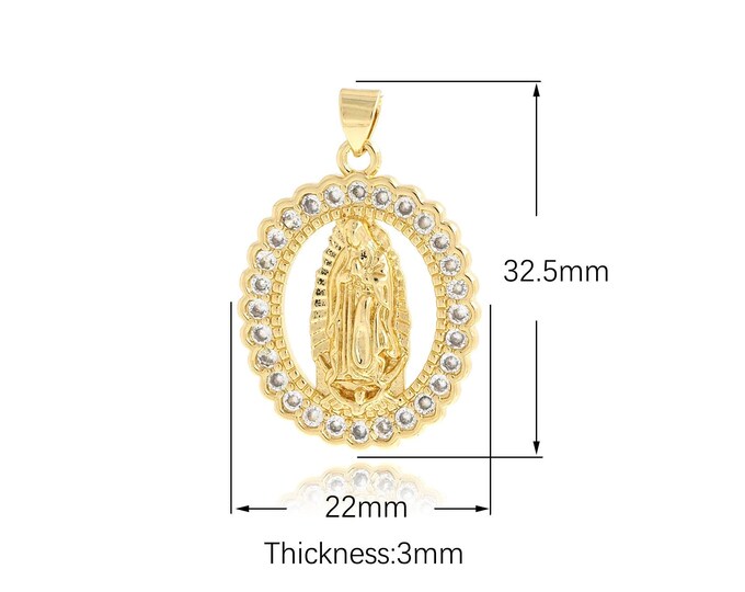 18K Gold Filled Virgin Mary Pendant,Gold Dainty Catholic Charms,Religion Charm Bracelet Necklace for DIY Jewelry Making Supply