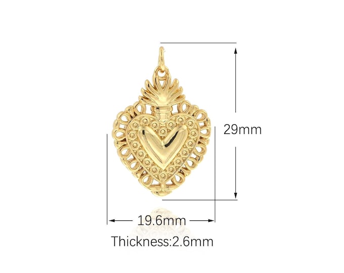 18K Gold Filled Love Pendant, Heart Pendant, Micropavé CZ Love Heart Charm, Dainty Charm, Gift For Her, DIY Jewelry Supplies, 29x19.6x2.6mm