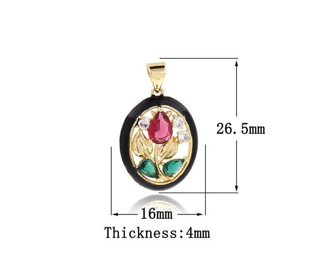 Dainty Flower Pendant Necklace Flower Charm, 18k Gold Filled Exquisite Pendant DIY Jewelry Supply 26.5x16x4mm