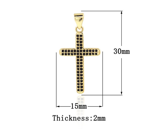 18K Gold Filled Cross Pendant,Gold Dainty Religion Charms,CZ Christian Charm Bracelet Necklace for DIY Jewelry Making Supply
