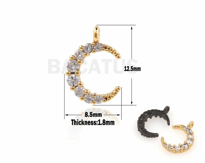 1PCS Moon Charm , Exquisite Crescent Pendant, Gold Moon Charm, Suitable For Jewelry Making Products 12.5x8.5x1.8mm