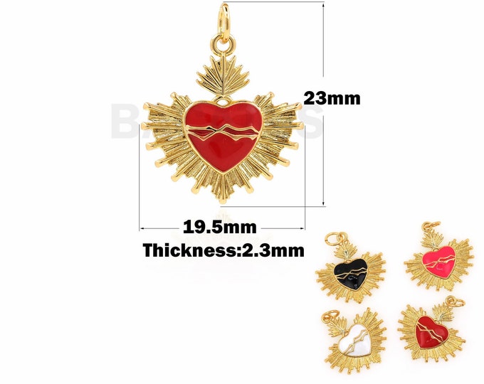 18K Gold Filled Red Enamel Necklace, Love Pendant, Love Pendant, Gift For Her, DIY Jewelry Accessories, 23x19.5x2.3mm