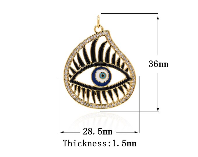 18K Gold Filled Devil eye pendant,Gold Dainty Eye Charms,Eye Charm Bracelet Necklace for DIY Jewelry Making Supply
