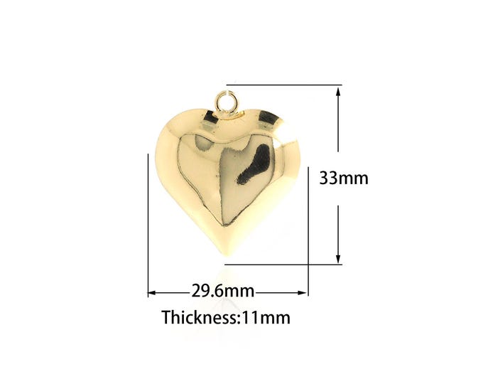 18K Gold Filled Heart Spacer Beads,Fine Spacer Beads,Puffed Heart Spacer Beads,Gold Heart Beads for DIY Jewelry Making Supplies