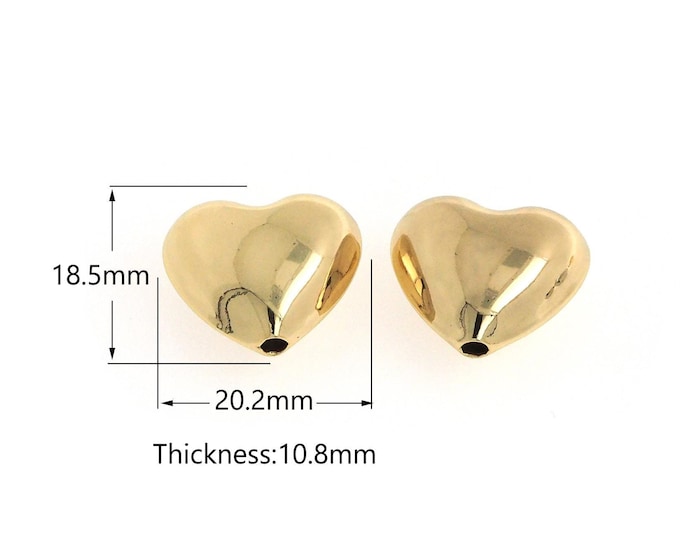 18K Gold Filled Heart Spacer Beads,Fine Spacer Beads,Puffed Heart Spacer Beads,Gold Heart Beads for DIY Jewelry Making Supplies