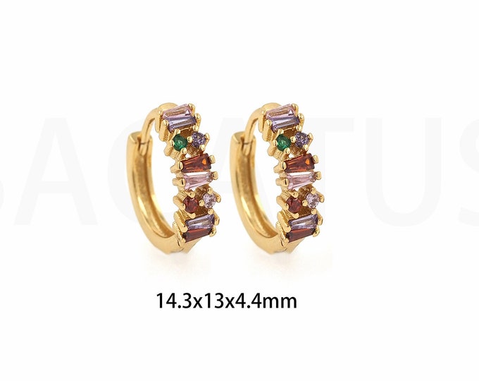 Micropavé CZ Thick Earrings, Modern Earrings, Pierced Earrings, 18K Gold Filled Round Earrings, Gift For Her, 14.3x13x4.4mm