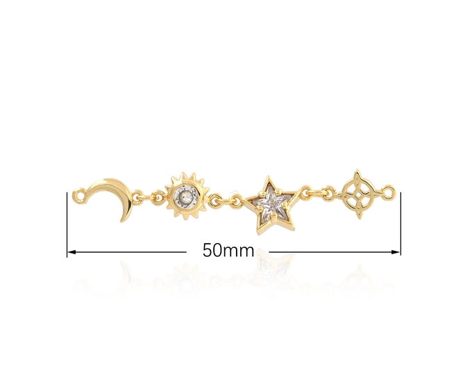 18K Gold Filled Star Connector,Bar Lucky Connector,Pentagram Connector,DIY Gold Jewelry Making,50mm
