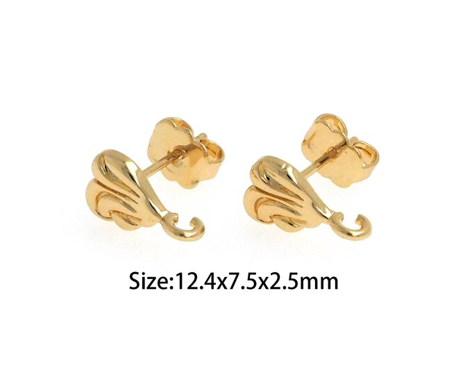 1pair Gold Heart Stud Earring Accessories,18K Gold Filling Heart Stud Earrings,Simple Stud Earrings,Gift for Her,12.4x7.5x2.5mm
