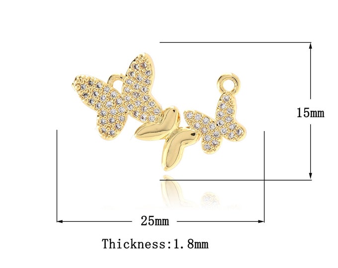 18K Gold Filled Minimalist Pendant Micropavé CZ Exquisite Small Gold Butterfly Necklace Butterfly Necklace Birthday Gift 15x25x1.8mm