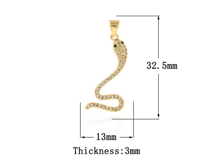 18K Gold Filled Snake Pendant,Gold Dainty Snake Charms,CZ Snake Charm Bracelet Necklace for DIY Jewelry Making Supply