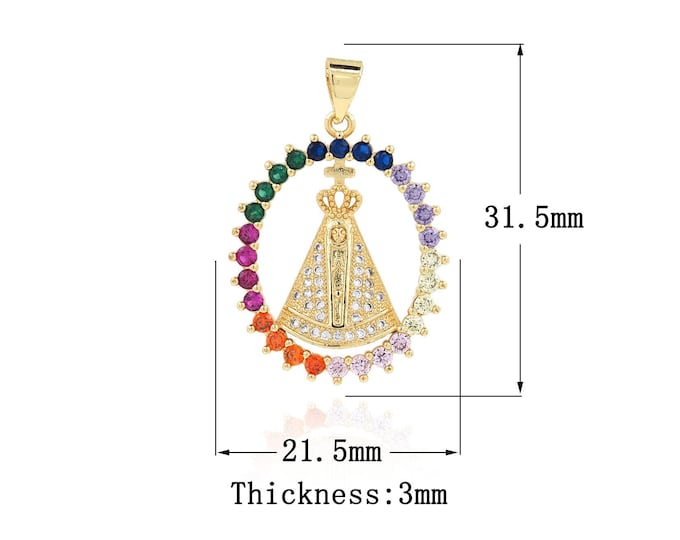 18K Gold Filled Papal Pendant,Gold Dainty CZ Religion Charms,Christian Charm Bracelet Necklace for DIY Jewelry Making Supply