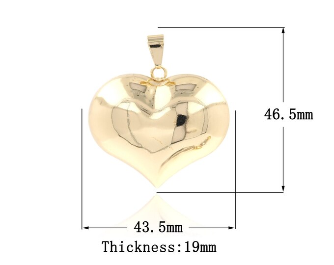 1Pcs Gold Heart Pendant Golden Fluffy Heart Necklace Gold Filled Love and Friendship Necklace DIY Jewelry Making Accessories 46.5x43.5x19mm