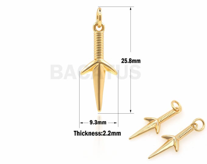 1PCS Dagger Charm, Dagger Pendant, Outdoor Survival Charm, Suitable For Jewelry Making Supplies 25.8x9.3x2.2mm