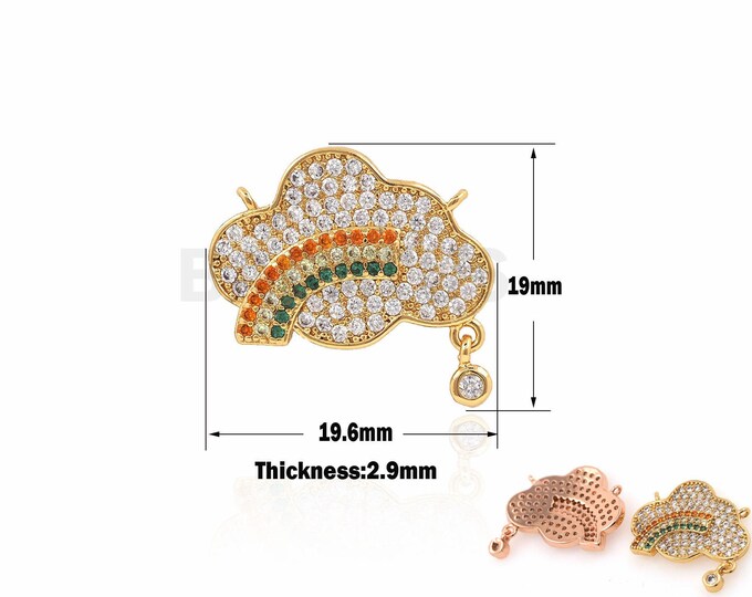 1PCS 18K Filled Gold Cloud Rainbow Necklace, Cloud Rainbow Ornaments Rainbow Charm, Suitable For Jewelry Making Supplies 19x19.6x2.9mm