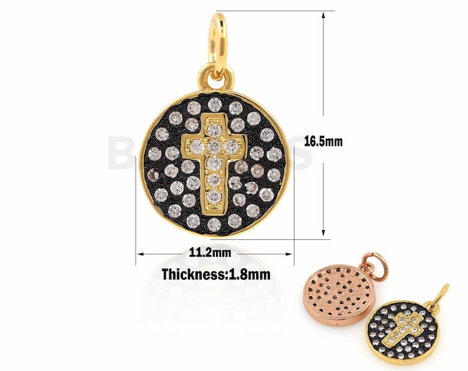 1PCS Cross Charm, Religious Jewelry, Cross Necklace, Micro Pave Small Cross Charm,Suitable For Jewelry Making Supplies 16.5x11.2x1.8mm