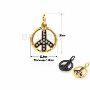 1PCS Peace Sign Charm, Filled Gold Peace Sign Pendant, Micro-Pave Peace Sign Charm, Peace Sign Jewelry 15.9x10.9x1.8mm