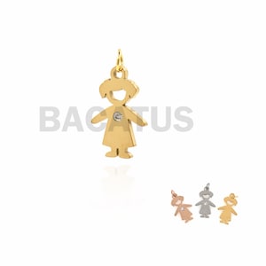 1pcs Stainless steel girl necklace, children pendant,gold girl charm 22.5x12.5mm