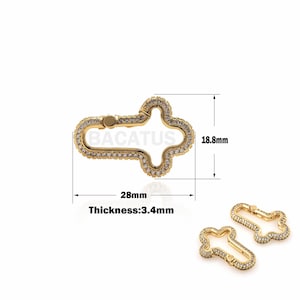 1 st. korsformad karbinhake, korsformad spännskruv, CZ kubisk zirkonia, karbinhake, korsformad berlock, gör-det-själv smyckestillverkning 18,8x28x3,4 mm