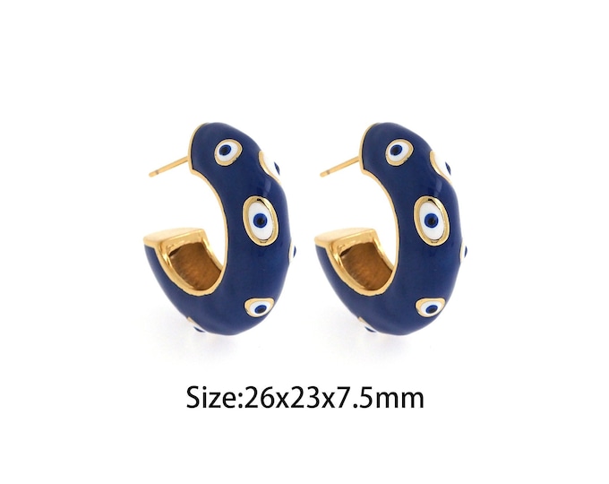 1Pair Zircon Earrings Eye Charm Devil's Eye Earrings Eye Earrings Women's Earrings Jewelry 18K Gold Filled Greek Eye Jewelry 26x23x7.5mm