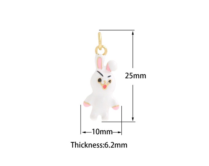 18K Gold Filled Rabbit Pendant,Gold Dainty Rabbit Charms,Simple pendant Bracelet Necklace for DIY Jewelry Making Supply