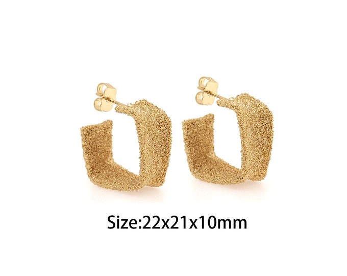 Gold Dainty Square Stud Earring,18K Gold Filled Square Stud Earrings,Simple Stud Earrings,Gift for Her,22x21x10mm