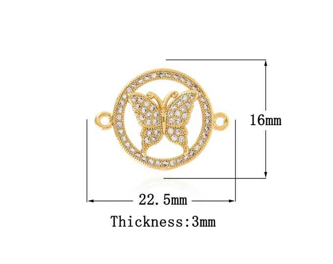 18K Gold Filled Butterfly Connector,Gold Dainty CZ Butterfly Connector,Butterfly Connector Bracelet Necklace for DIY Jewelry Making Supply