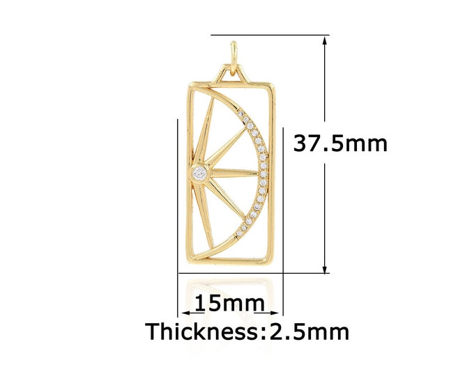 18K Gold Filled Star Pendant,Micropavé CZ Gold Dainty Square Charms,Star Charm Bracelet Necklace for DIY Jewelry Making Supply,15x37.5x2.5mm