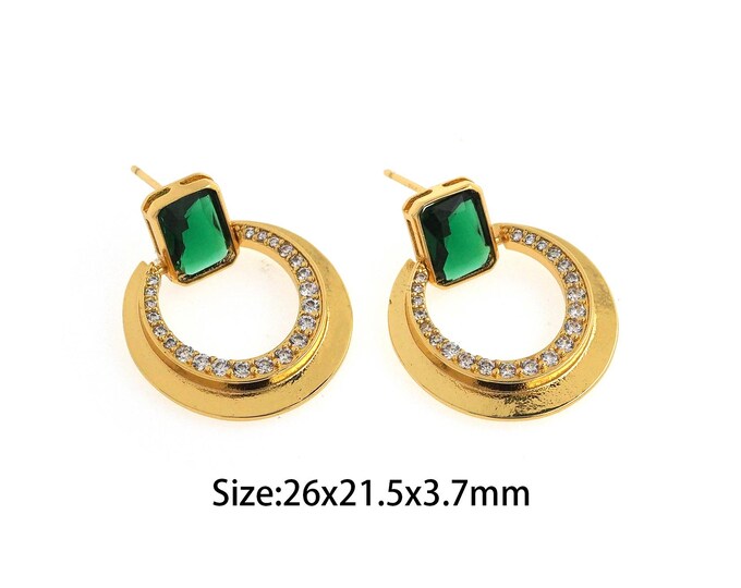1 pair 18K Gold Filled Round Stud Earrings,Gold Dainty Round Stud Earring,Zircon Simple Stud Earrings,Gift for Her