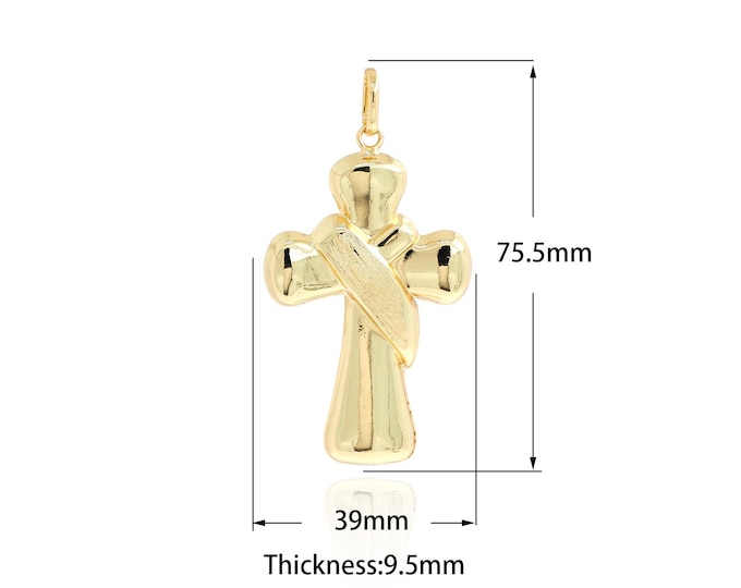 18K Gold Filled Cross Pendant,Gold Dainty Christian Charms,Religious Charm Bracelet Necklace for DIY Jewelry Making Supply